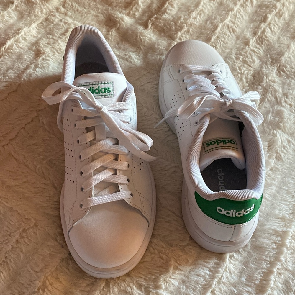 ADIDAS White and Green Sneakers